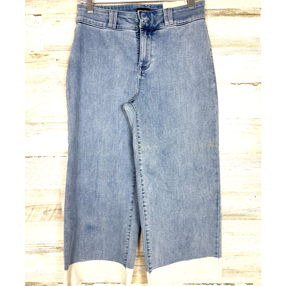 NYDJ Womens 4 Wide Leg Capri Jeans Boho Fray Hem Cropped Denim NWT Relaxed